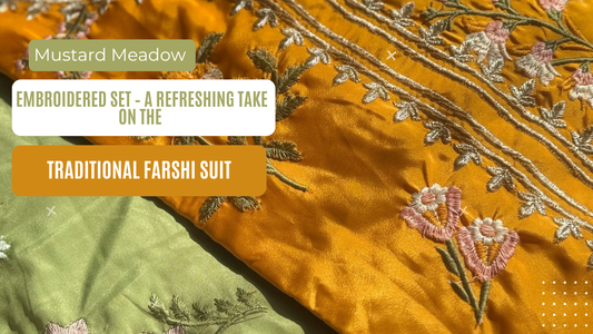🌼 Mustard Meadow Embroidered Set – A Refreshing Take on the Traditional Farshi Suit