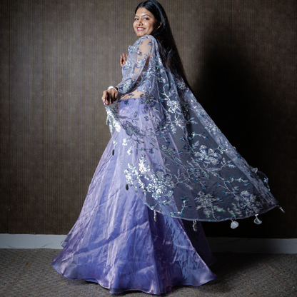 Mauve Mirage Shimmer Lehenga