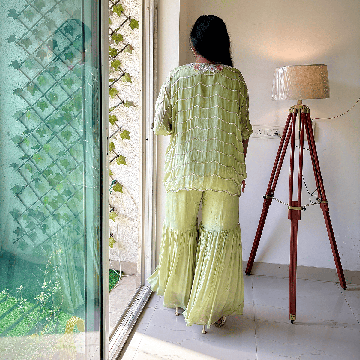 Minted Sequins Gharara Set