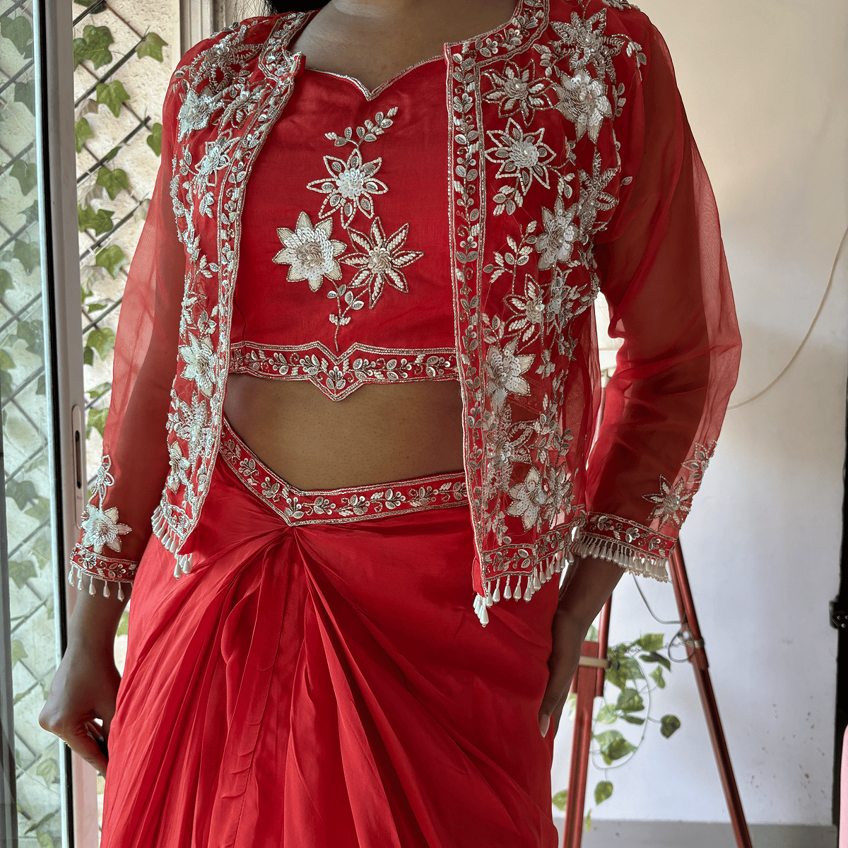 Sunset Cowl Skirt Jacket Set
