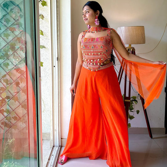 Tangerine 3-Piece Backless Dress