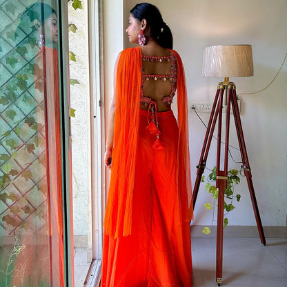 Tangerine 3-Piece Backless Dress