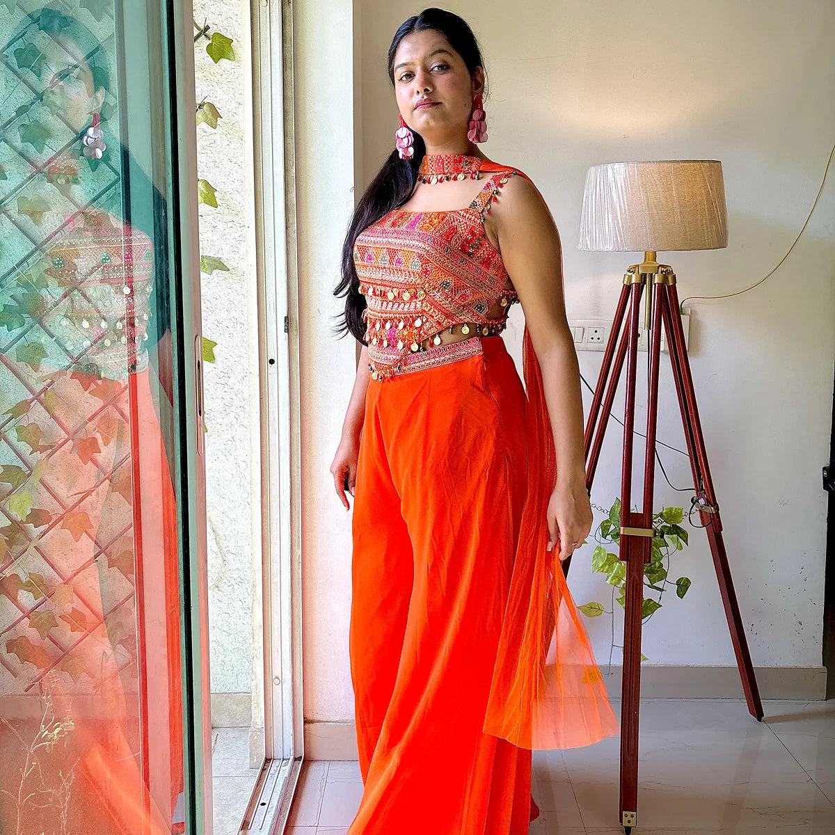 Tangerine 3-Piece Backless Dress
