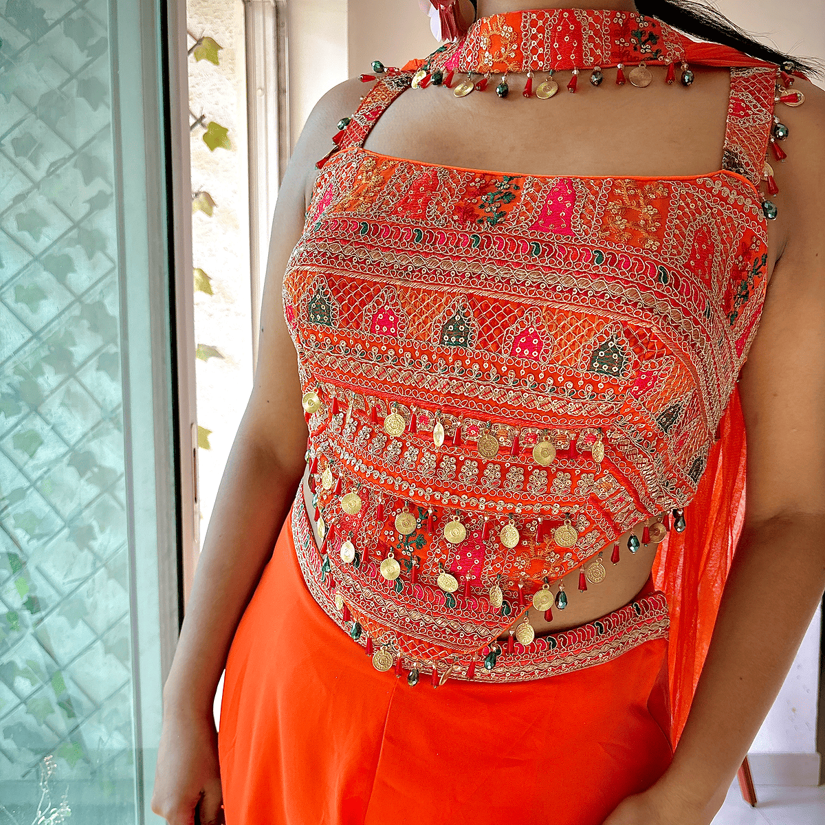 Tangerine 3-Piece Backless Dress