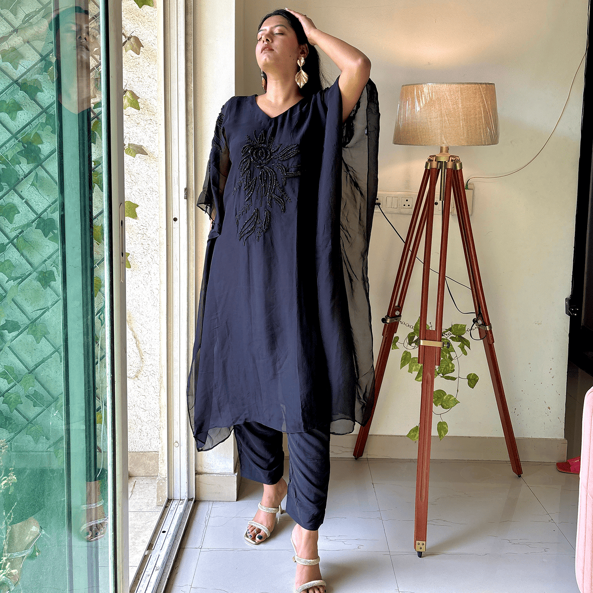 Midnight Handwork Kaftan Set